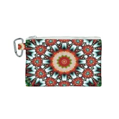 Kaleidoscope Floral Pattern Rosette Canvas Cosmetic Bag (small)