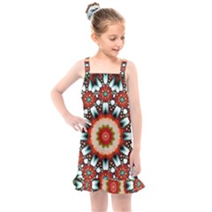 Kaleidoscope Floral Pattern Rosette Kids  Overall Dress