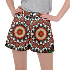 Kaleidoscope Floral Pattern Rosette Women s Ripstop Shorts