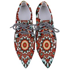 Kaleidoscope Floral Pattern Rosette Pointed Oxford Shoes by Jancukart