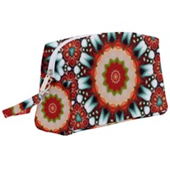 Kaleidoscope Floral Pattern Rosette Wristlet Pouch Bag (large)