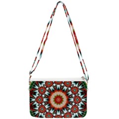 Kaleidoscope Floral Pattern Rosette Double Gusset Crossbody Bag