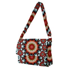 Kaleidoscope Floral Pattern Rosette Full Print Messenger Bag (m) by Jancukart