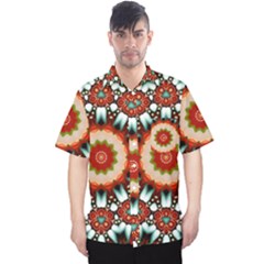 Kaleidoscope Floral Pattern Rosette Men s Hawaii Shirt