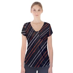 Art Pattern Design Artwork Short Sleeve Front Detail Top