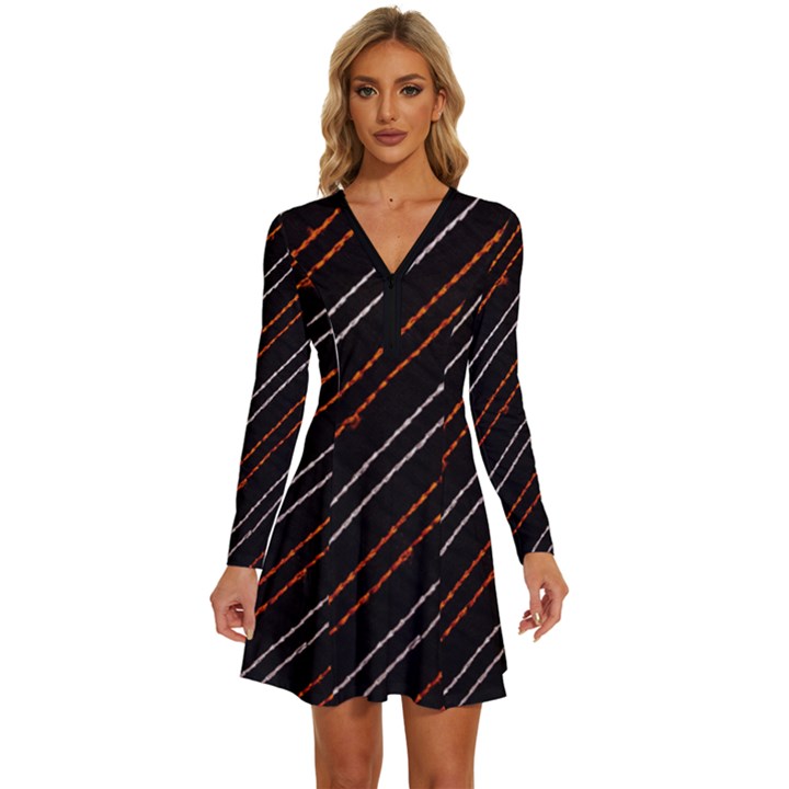 Art Pattern Design Artwork Long Sleeve Deep V Mini Dress 