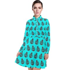 Ladybug Vector Geometric Tile Pattern Long Sleeve Chiffon Shirt Dress