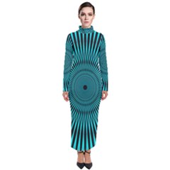 Illusion Geometric Background Turtleneck Maxi Dress