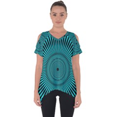 Illusion Geometric Background Cut Out Side Drop Tee