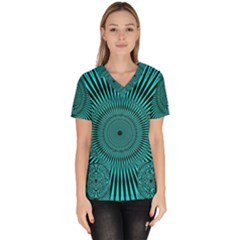 Illusion Geometric Background Women s V-neck Scrub Top