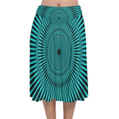 Illusion Geometric Background Velvet Flared Midi Skirt