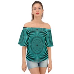 Illusion Geometric Background Off Shoulder Short Sleeve Top