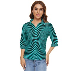 Illusion Geometric Background Women s Quarter Sleeve Pocket Shirt