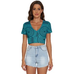 Illusion Geometric Background V-neck Crop Top by Jancukart