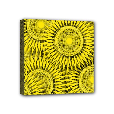 Abstract Sun Pattern Yellow Background Mini Canvas 4  X 4  (stretched)