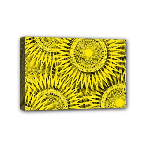 Abstract Sun Pattern Yellow Background Mini Canvas 6  X 4  (stretched)