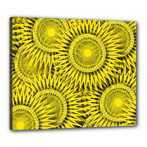 Abstract Sun Pattern Yellow Background Canvas 24  X 20  (stretched)