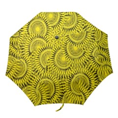 Abstract Sun Pattern Yellow Background Folding Umbrellas by Jancukart