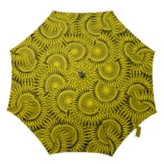 Abstract Sun Pattern Yellow Background Hook Handle Umbrellas (medium) by Jancukart