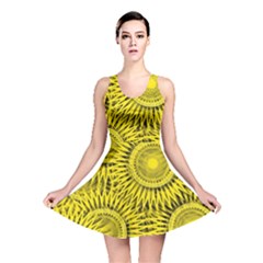 Abstract Sun Pattern Yellow Background Reversible Skater Dress by Jancukart