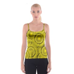 Abstract Sun Pattern Yellow Background Spaghetti Strap Top