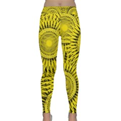 Abstract Sun Pattern Yellow Background Classic Yoga Leggings by Jancukart