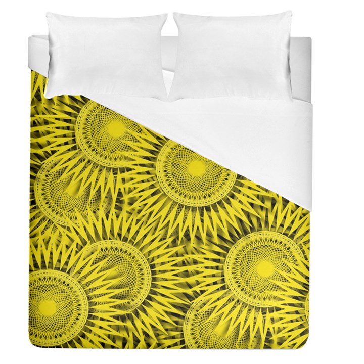 Abstract Sun Pattern Yellow Background Duvet Cover (Queen Size)