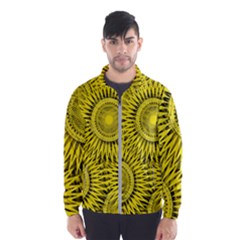 Abstract Sun Pattern Yellow Background Men s Windbreaker