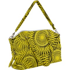 Abstract Sun Pattern Yellow Background Canvas Crossbody Bag by Jancukart