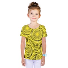 Abstract Sun Pattern Yellow Background Kids  One Piece Tee