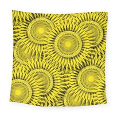 Abstract Sun Pattern Yellow Background Square Tapestry (large)