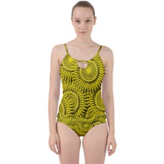 Abstract Sun Pattern Yellow Background Cut Out Top Tankini Set by Jancukart