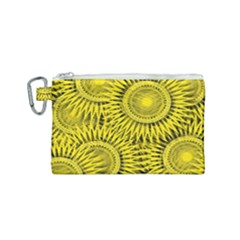 Abstract Sun Pattern Yellow Background Canvas Cosmetic Bag (small)