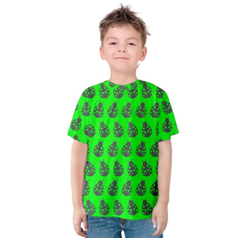 Ladybug Vector Geometric Tile Pattern Kids  Cotton Tee by GardenOfOphir