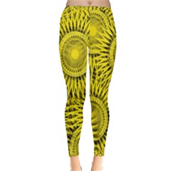 Abstract Sun Pattern Yellow Background Inside Out Leggings