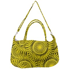 Abstract Sun Pattern Yellow Background Removal Strap Handbag