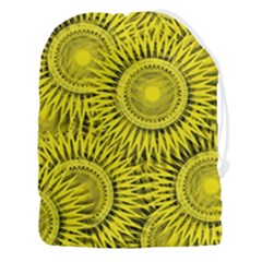 Abstract Sun Pattern Yellow Background Drawstring Pouch (3xl) by Jancukart