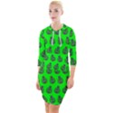 Ladybug Vector Geometric Tile Pattern Quarter Sleeve Hood Bodycon Dress View1