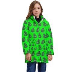 Ladybug Vector Geometric Tile Pattern Kid s Hooded Longline Puffer Jacket by GardenOfOphir