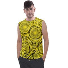 Abstract Sun Pattern Yellow Background Men s Regular Tank Top