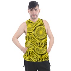 Abstract Sun Pattern Yellow Background Men s Sleeveless Hoodie