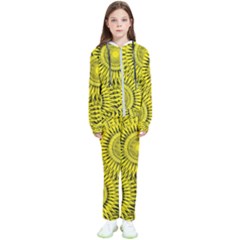 Abstract Sun Pattern Yellow Background Kids  Tracksuit