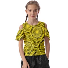 Abstract Sun Pattern Yellow Background Kids  Butterfly Cutout Tee