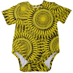 Abstract Sun Pattern Yellow Background Baby Short Sleeve Bodysuit