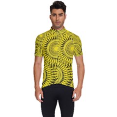 Abstract Sun Pattern Yellow Background Men s Short Sleeve Cycling Jersey