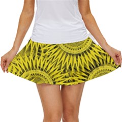 Abstract Sun Pattern Yellow Background Women s Skort