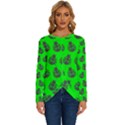 Ladybug Vector Geometric Tile Pattern Long Sleeve Crew Neck Pullover Top View1