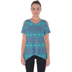 Chevron Zigzag Pattern Cut Out Side Drop Tee