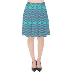 Chevron Zigzag Pattern Velvet High Waist Skirt