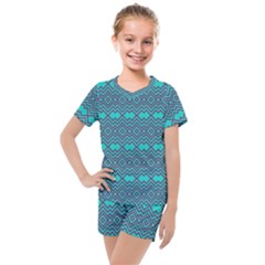 Chevron Zigzag Pattern Kids  Mesh Tee And Shorts Set